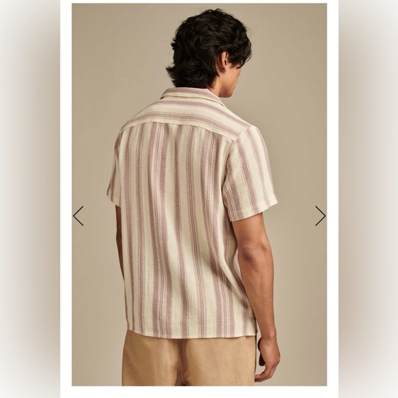 Lucky Brand Textured Stripe Short Sleeve Camp Collar Shirt - Picture 4 of 7